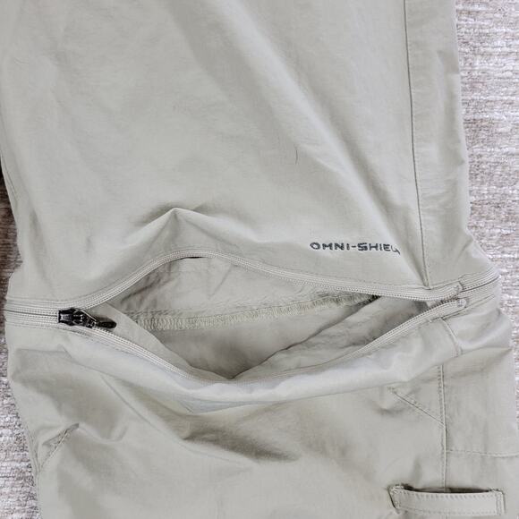 Columbia Convertible Hiking Pants Womens 10 Tan Omni Shield Side Stretch Trail - Picture 16 of 16